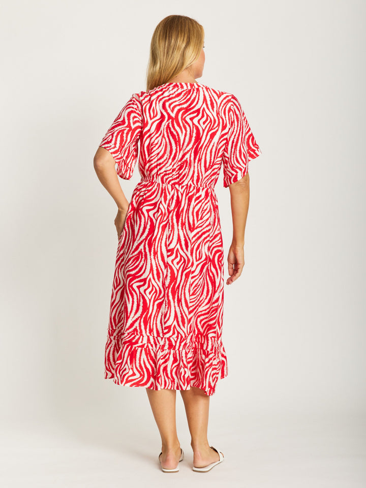 Zebra Mono Dress - Red - 32489