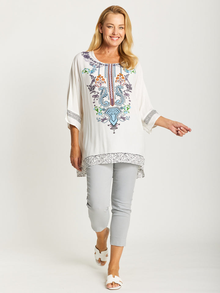 Kazbah Tunic - White Print - 32494