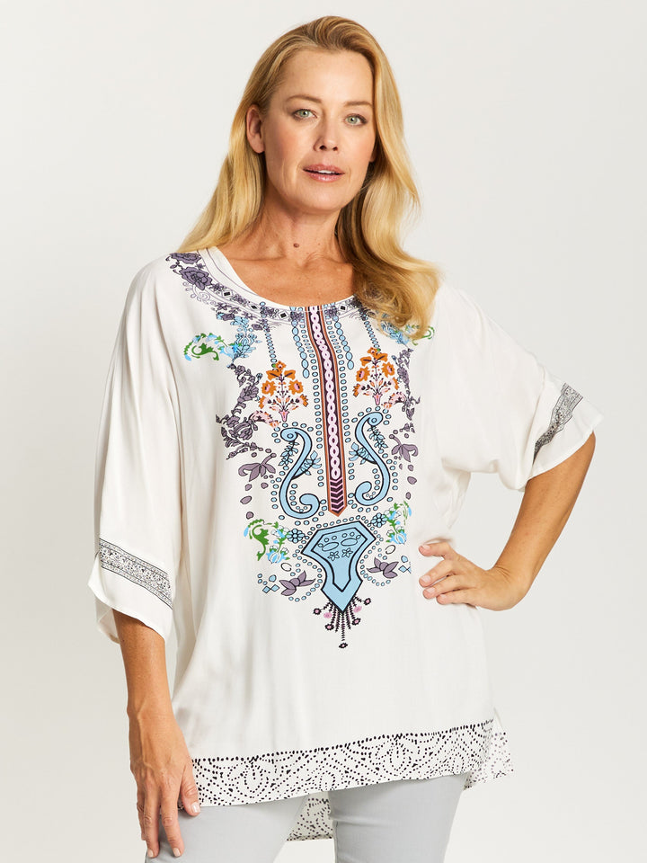 Kazbah Tunic - White Print - 32494