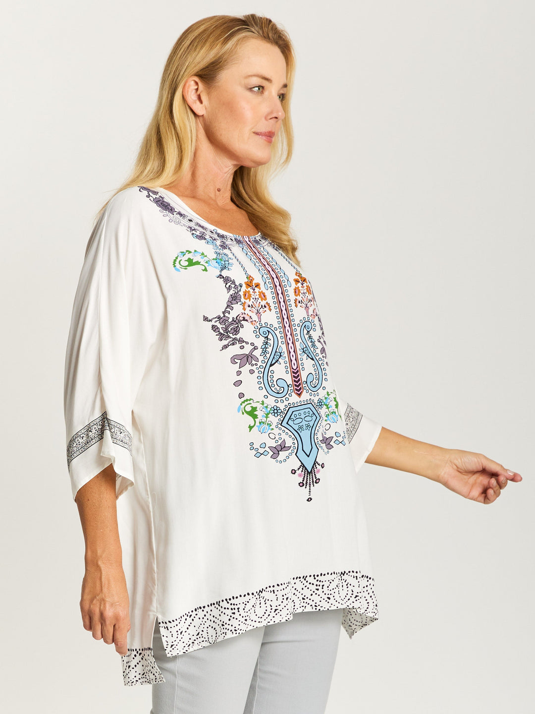 Kazbah Tunic - White Print - 32494