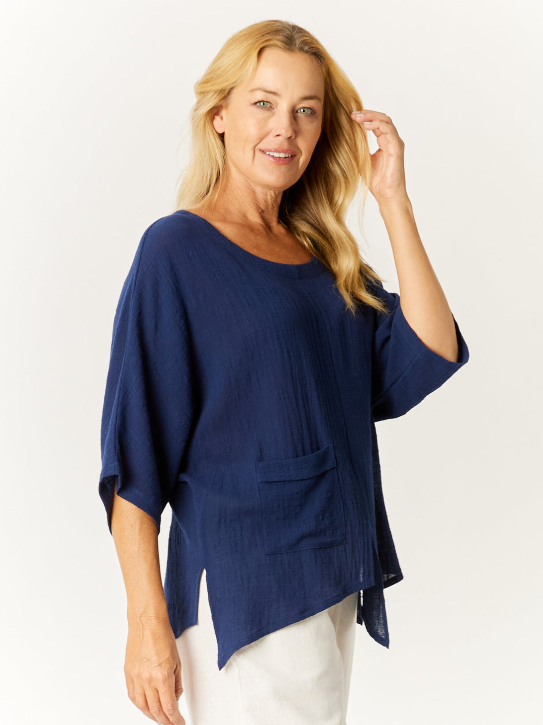 Pocket Oversized Top- Navy- 32587