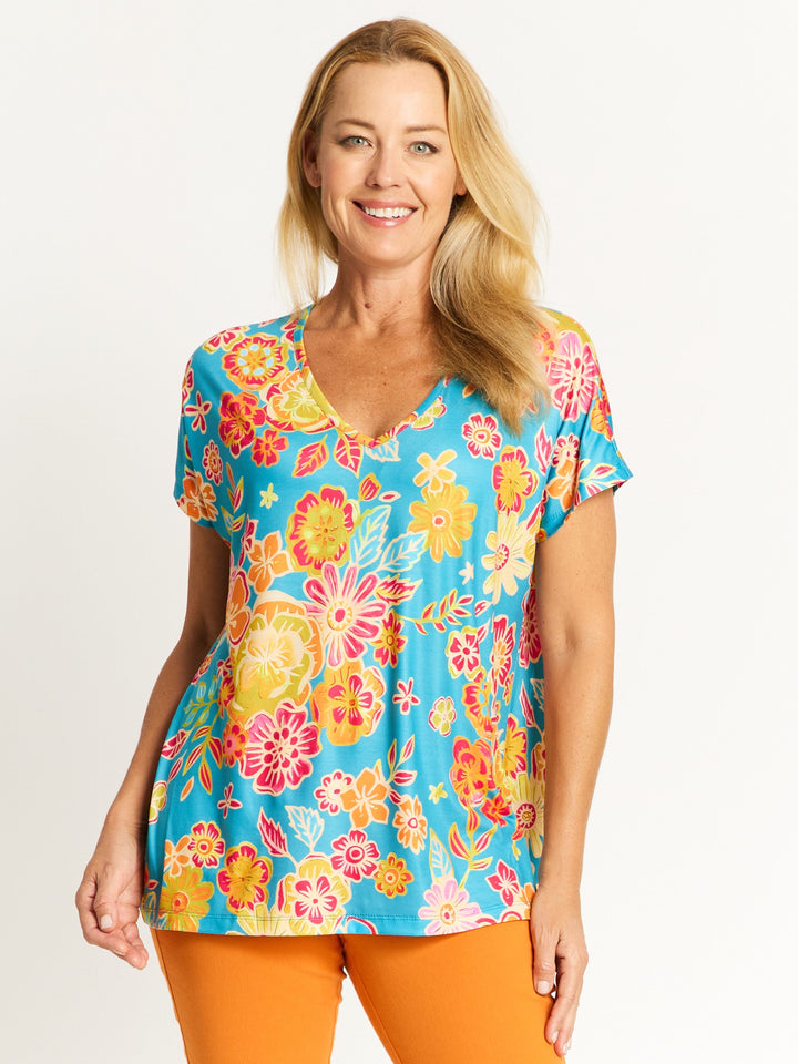 Print Vee Tee - Floral Print - 32520