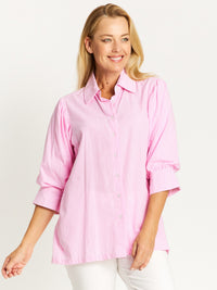 Puff Tunic Stripe shirt - Pink/White -32526