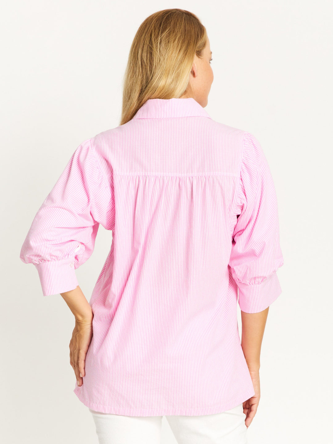 Puff Tunic Stripe shirt - Pink/White -32526