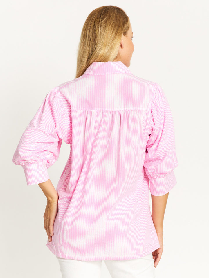 Puff Tunic Stripe shirt - Pink/White -32526