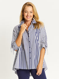 Swing Tunic Shirt - Navy/White - 32529