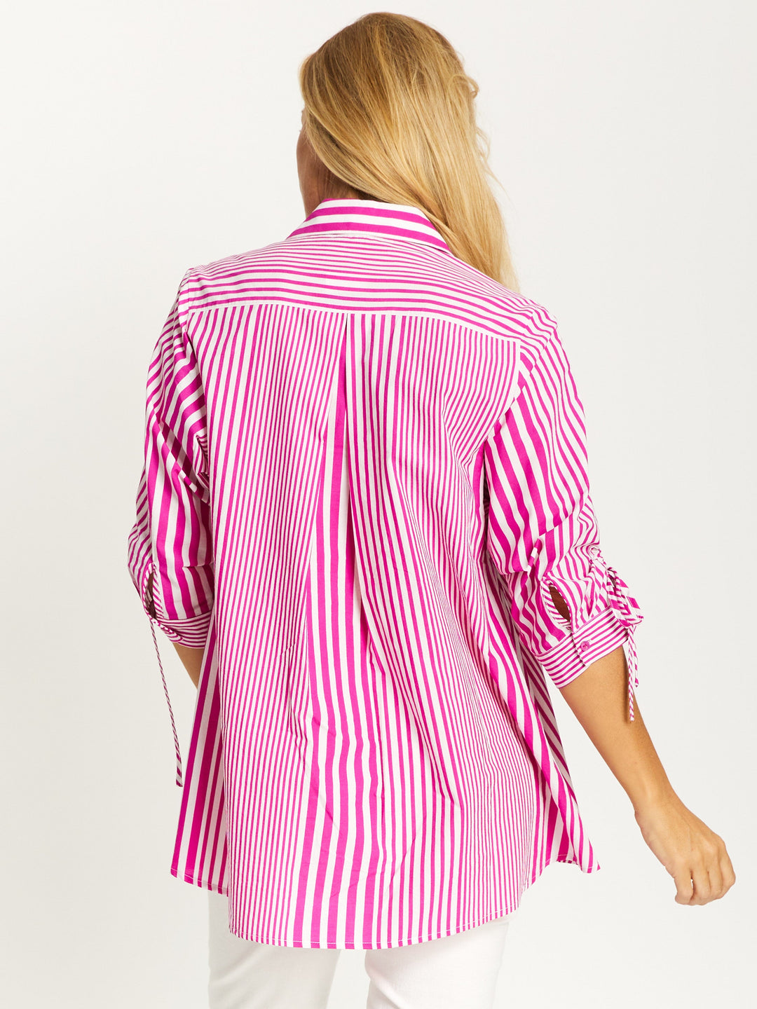 Swing Tunic Shirt - Pink/White - 32529
