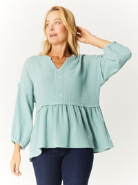 Button Boheme Cotton Top - Eucalyptus- 32533
