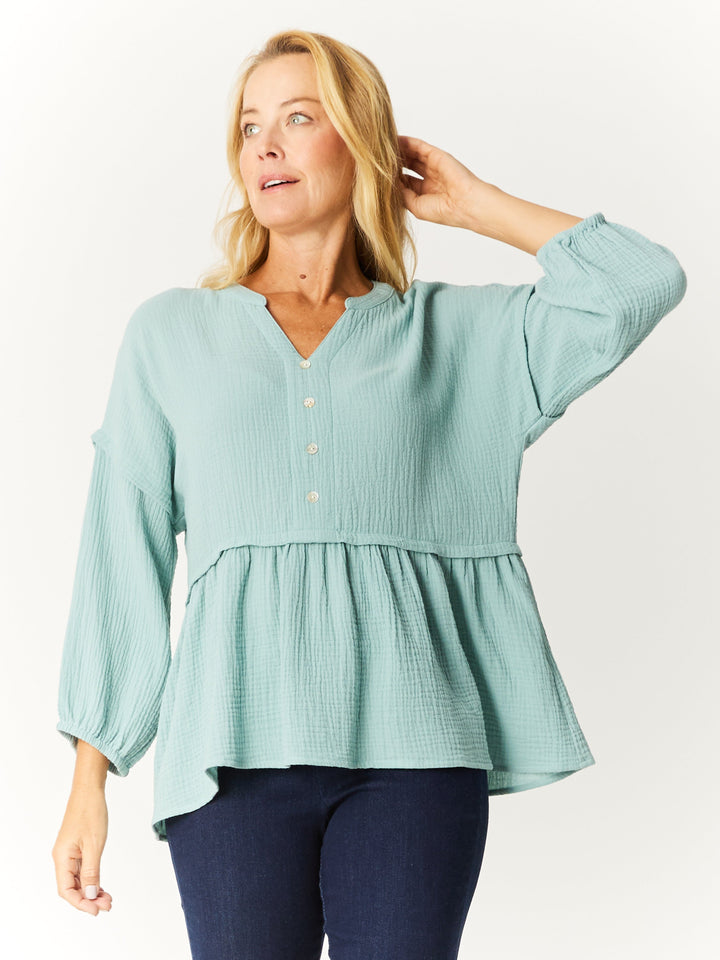Button Boheme Cotton Top - Eucalyptus- 32533