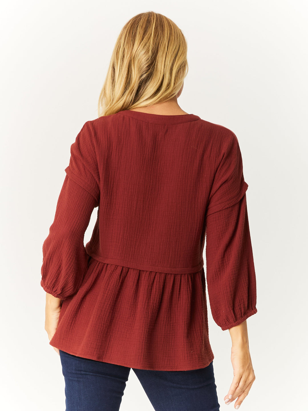 Button Boheme Cotton Top - Mahogany- 32533