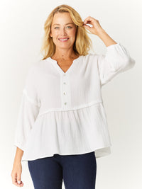 Button Boheme Cotton Top - White - 32533