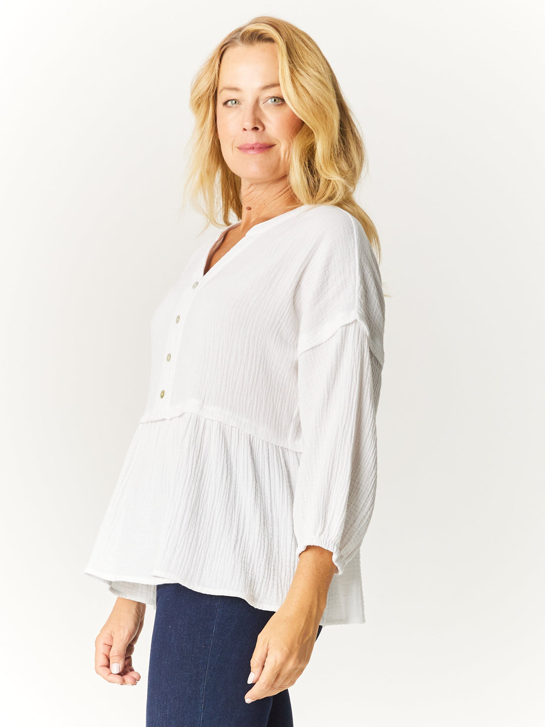 Button Boheme Cotton Top - White - 32533