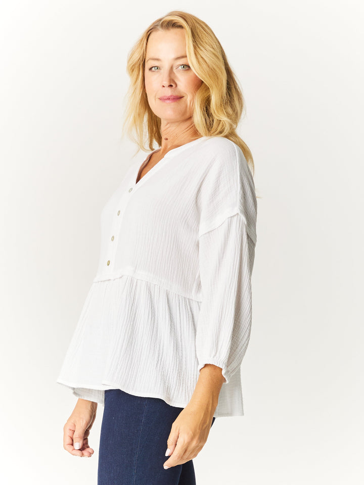 Button Boheme Cotton Top - White - 32533