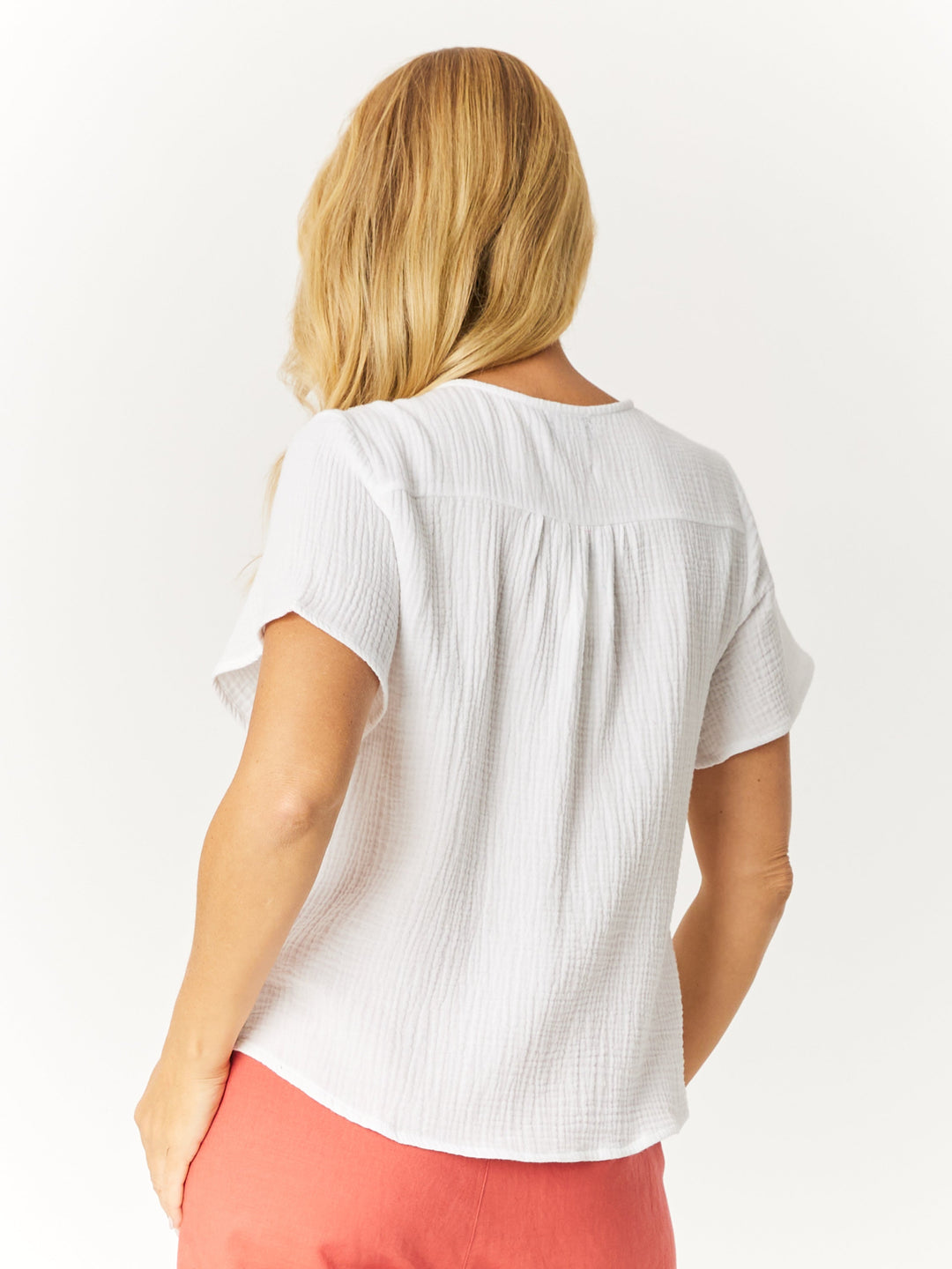Tarin Cotton Button Top - White - 32568