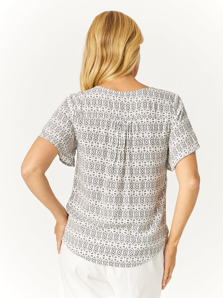 Print Button Top - White/Black - 32565