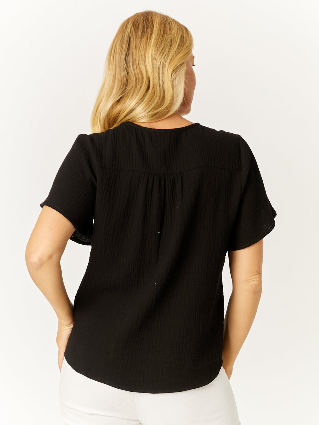Tarin Cotton Button Top - Black - 32568