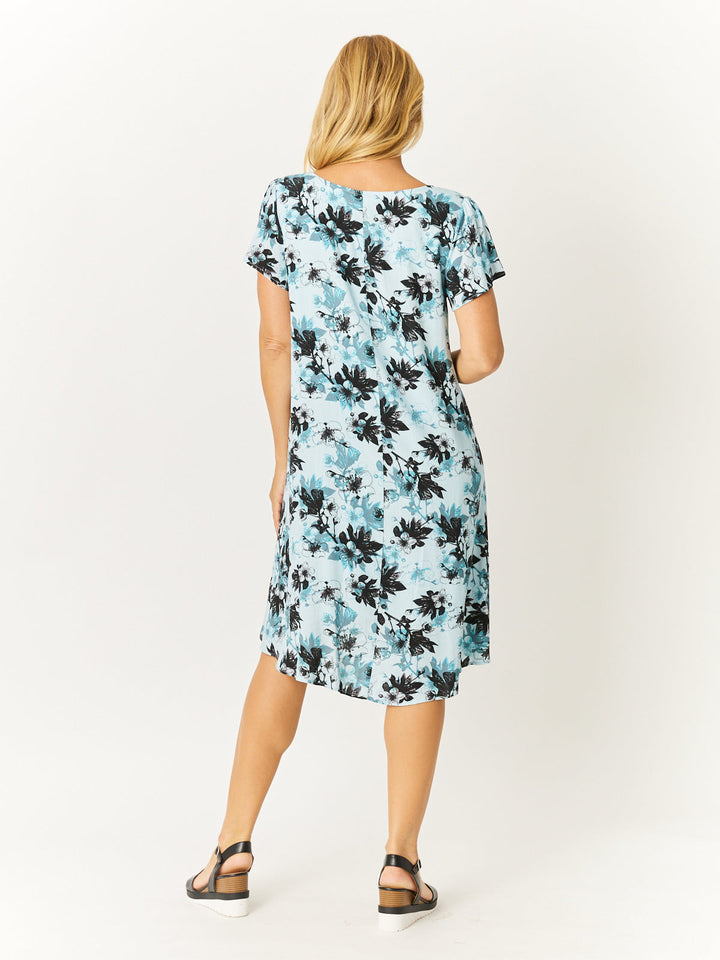 Flutter Sleeve Swing Dress - Turq -32571