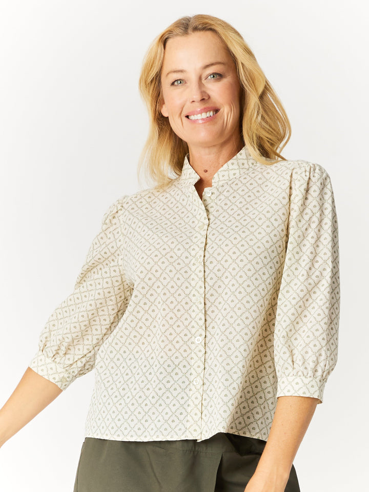 Summer Print Cover Up - Khaki/Beige- 32558