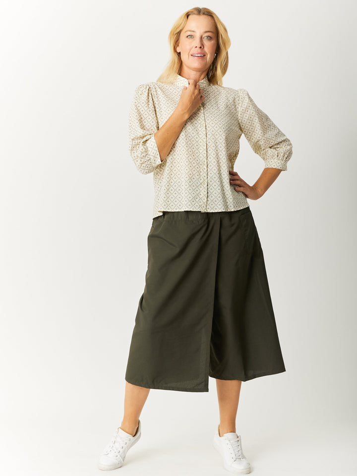 Summer Print Cover Up - Khaki/Beige- 32558