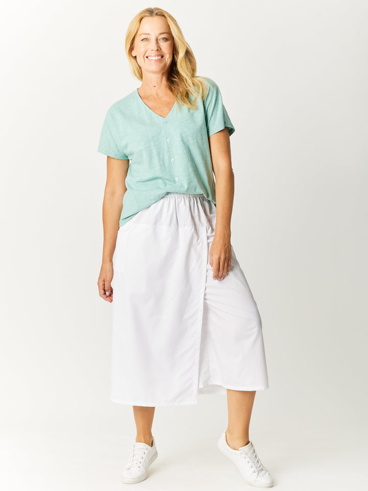 Button Cotton Slub Tee - Sage -32532