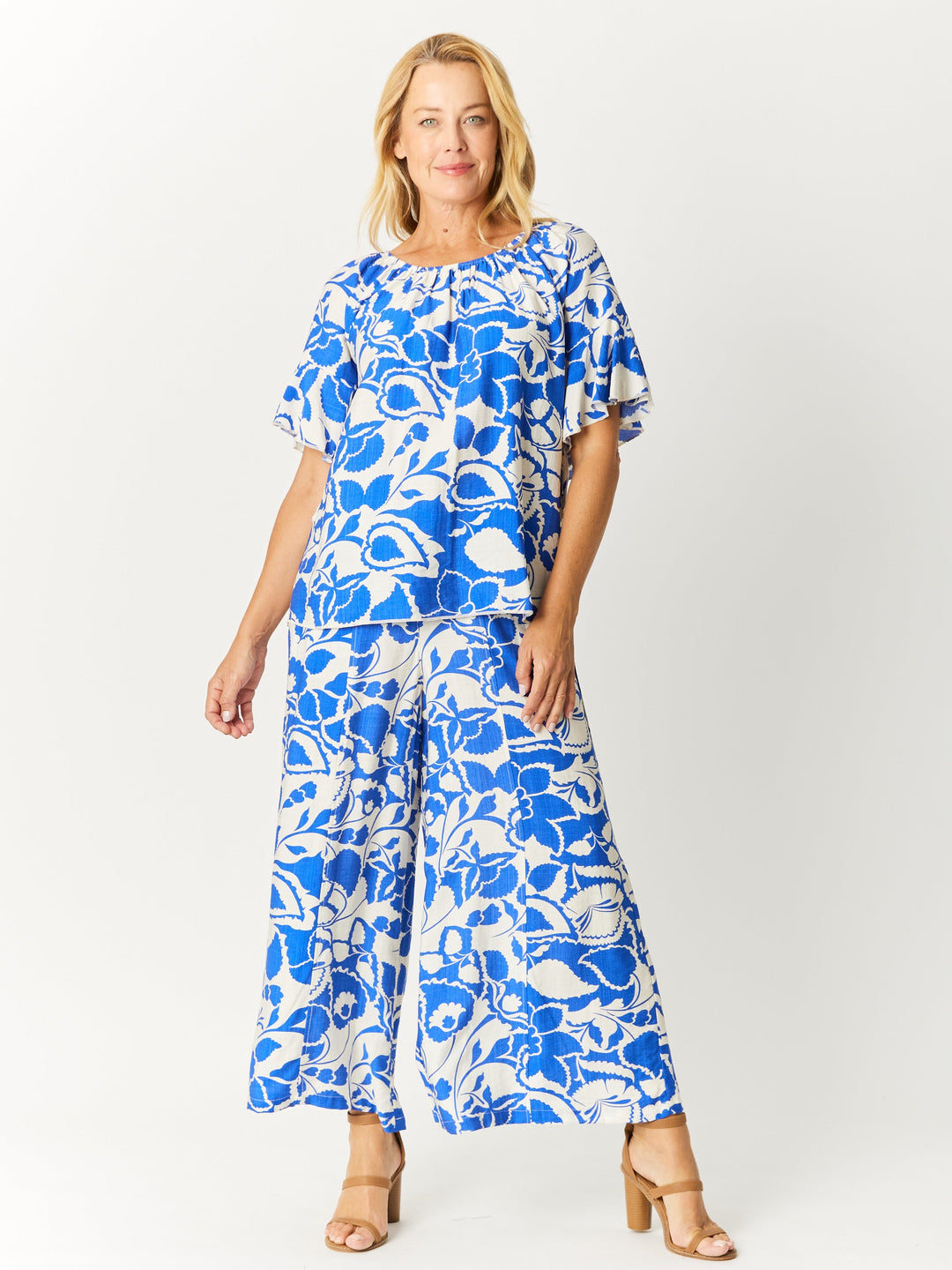Floral On Off Top - Blue Floral - 32581