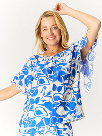 Floral On Off Top - Blue Floral - 32581