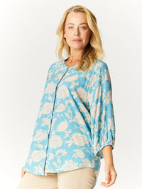 Print Rayon Shirt - Turq - 32592