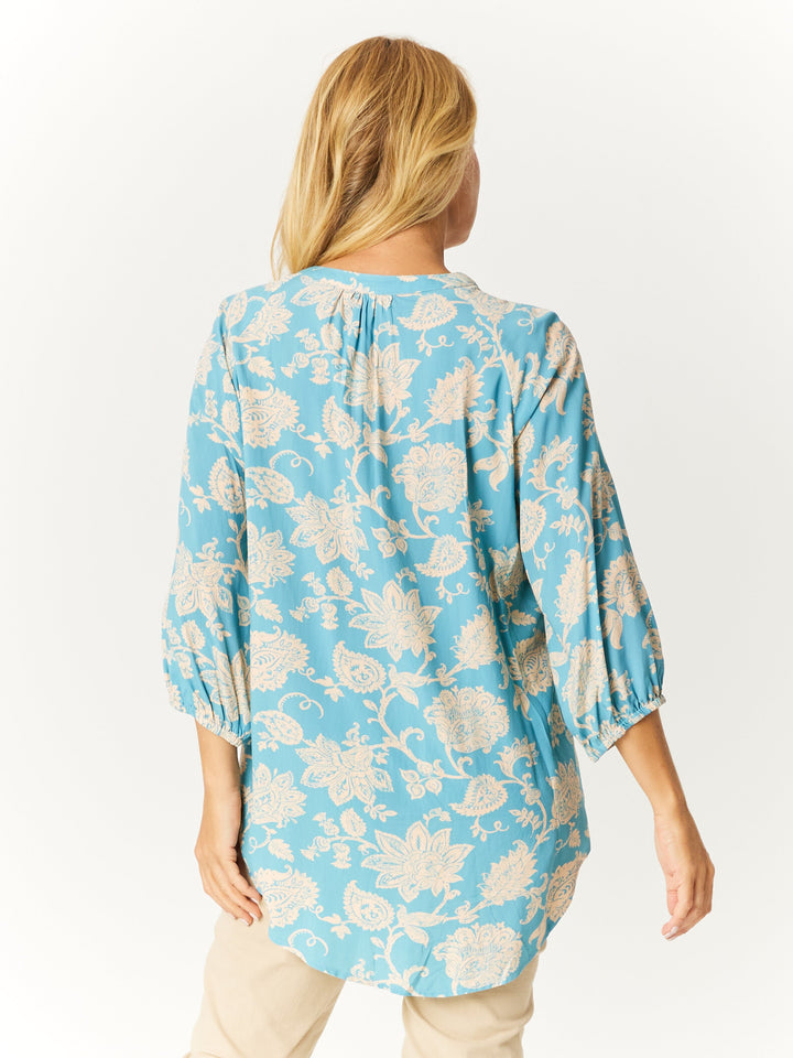 Print Rayon Shirt - Turq - 32592
