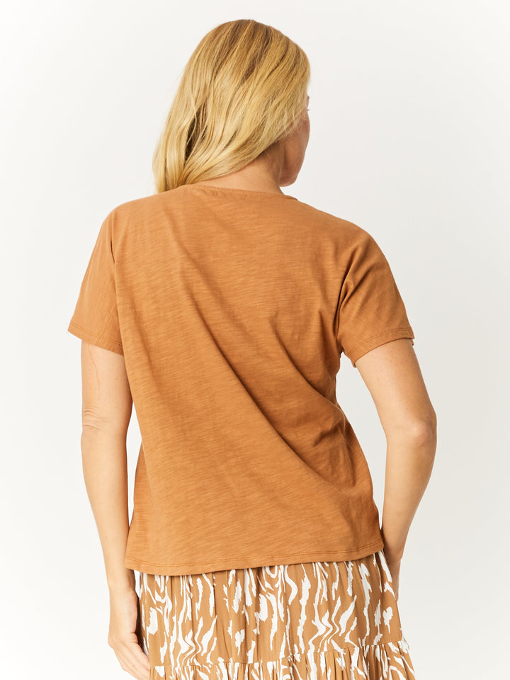 Button Cotton Slub Tee - Choc(Tan) -32532
