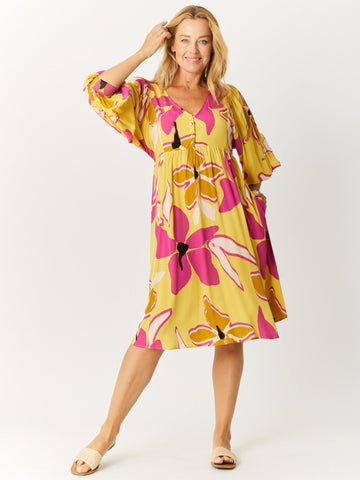 Cool Shores Flutter Dress - Lemon- 32598 - 