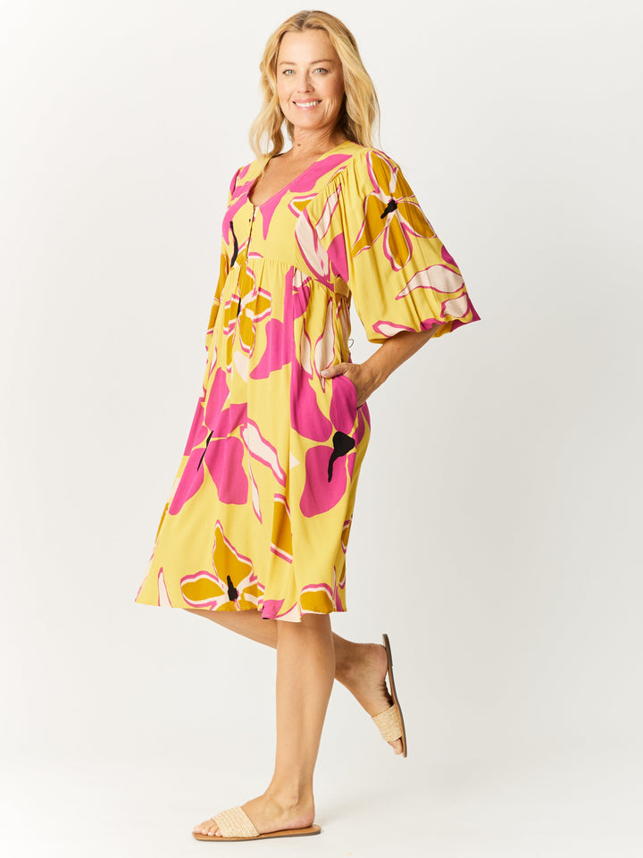 Cool Shores Flutter Dress - Lemon- 32598
