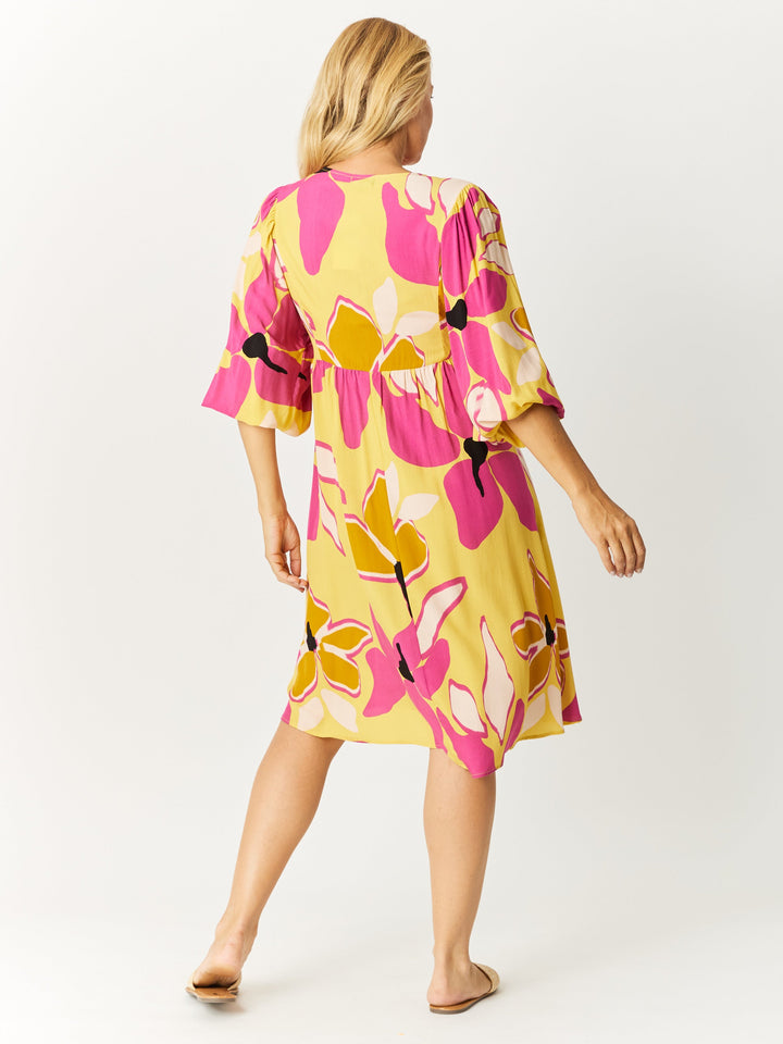 Cool Shores Flutter Dress - Lemon- 32598