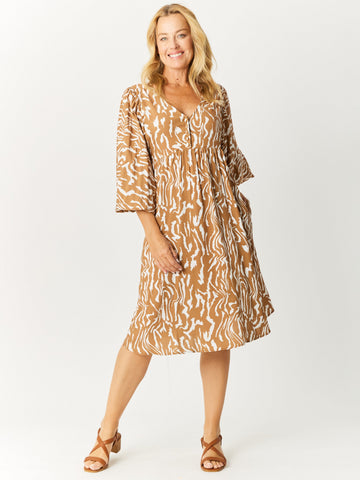 Cool Shores Flutter Dress - Toffee- 32598 - 