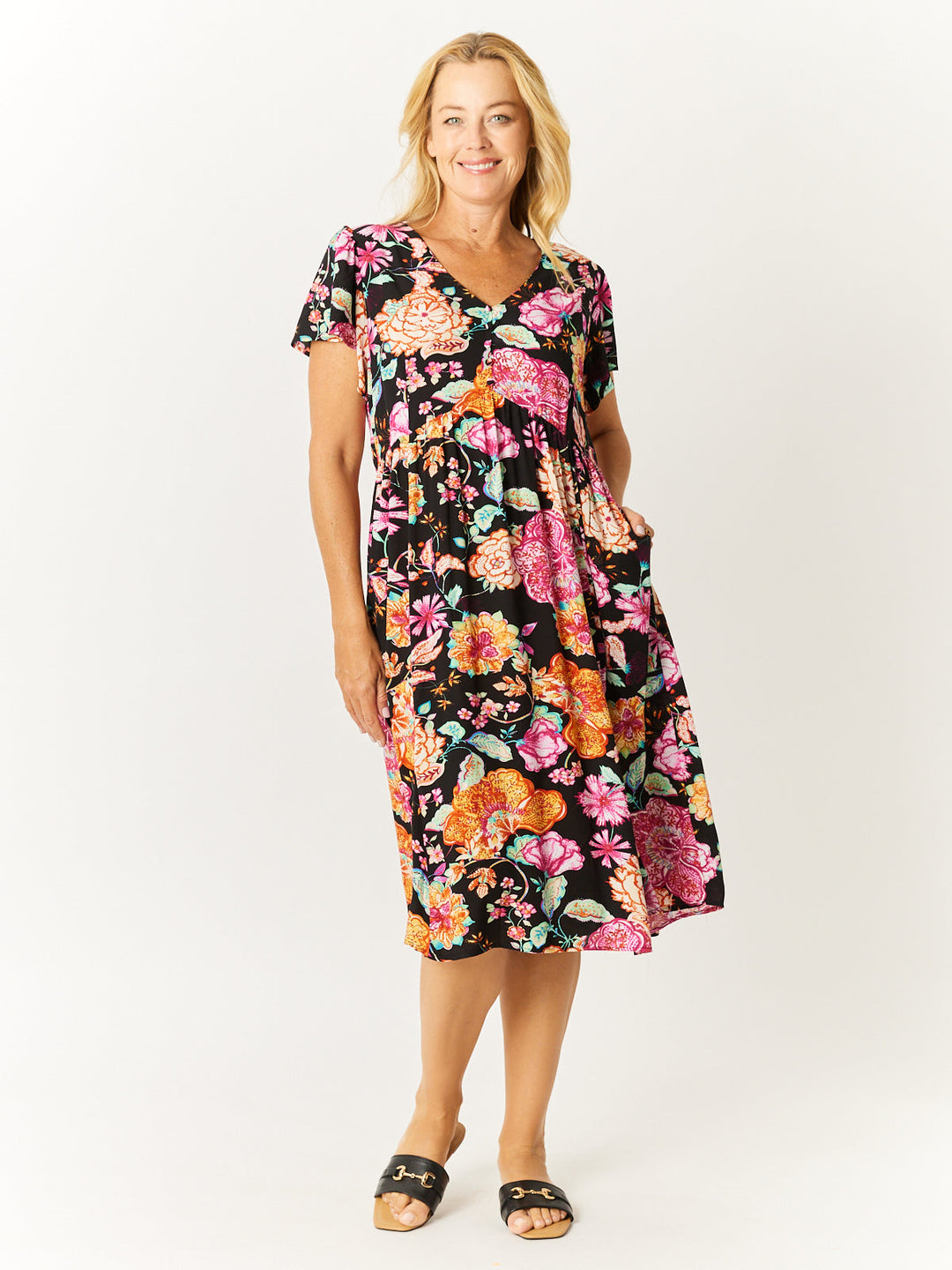 Flounce Dress- Black- 32600