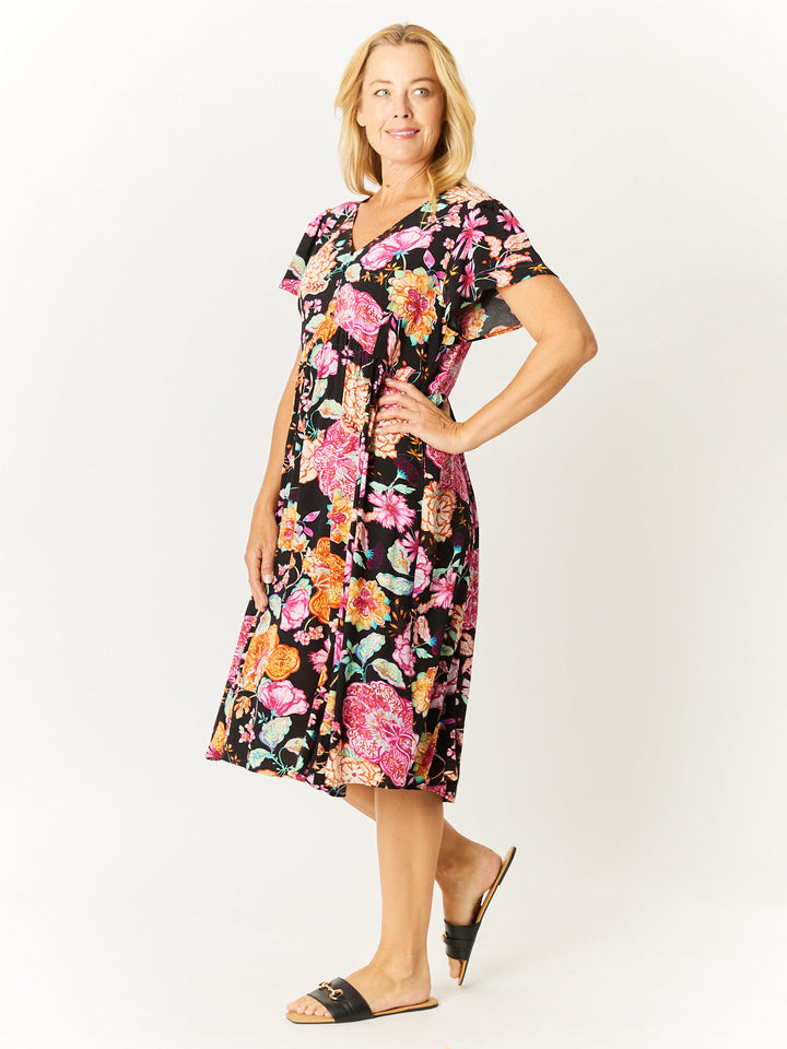 Flounce Dress- Black- 32600