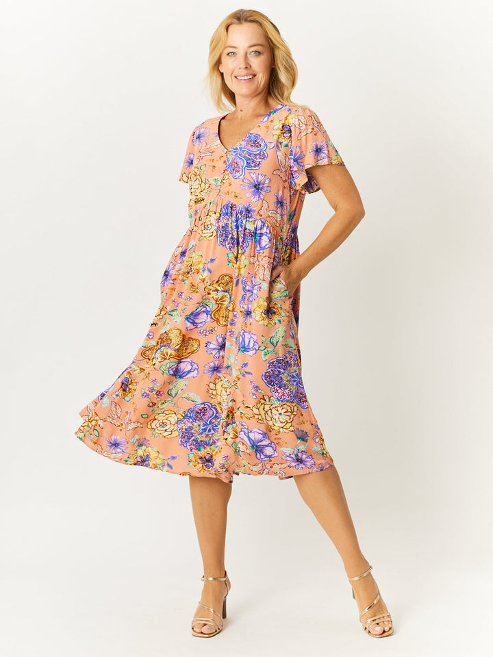 Flounce Dress- Peach - 32600
