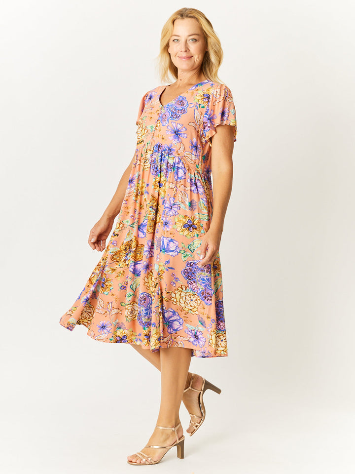 Flounce Dress- Peach - 32600
