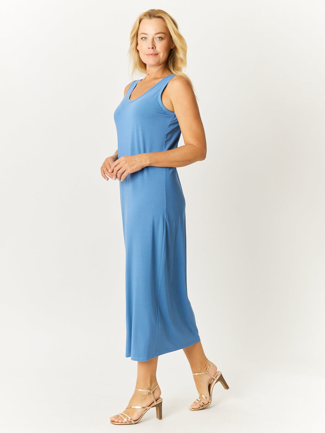 Bamboo Tank Dress - Dusty Blue - 32602