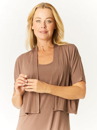 Bamboo Cap Cardy- Mocha - 32601