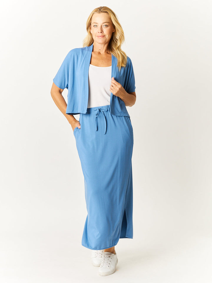 Bamboo Cap Cardy- Dusty Blue - 32601