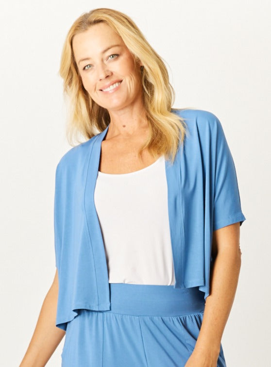 Bamboo Cap Cardy- Dusty Blue - 32601
