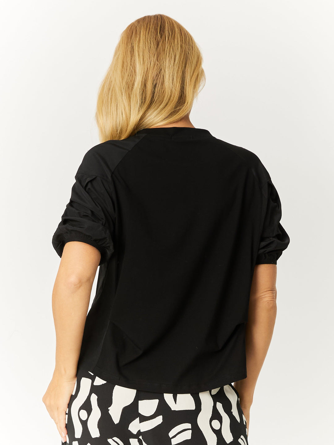 Rouched Sleeve Top - Black - 32562