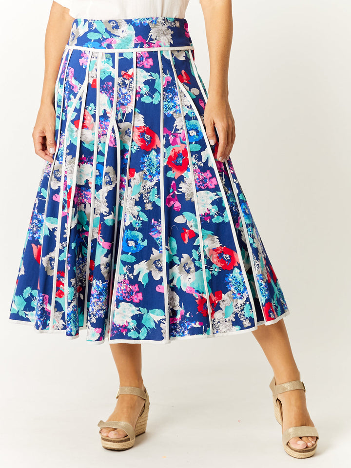 Cotton Sateen Bind Skirt - Floral - 32620