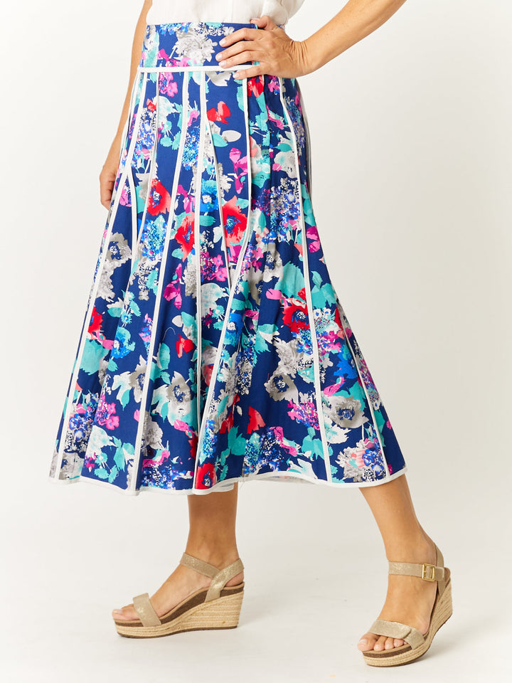 Cotton Sateen Bind Skirt - Floral - 32620
