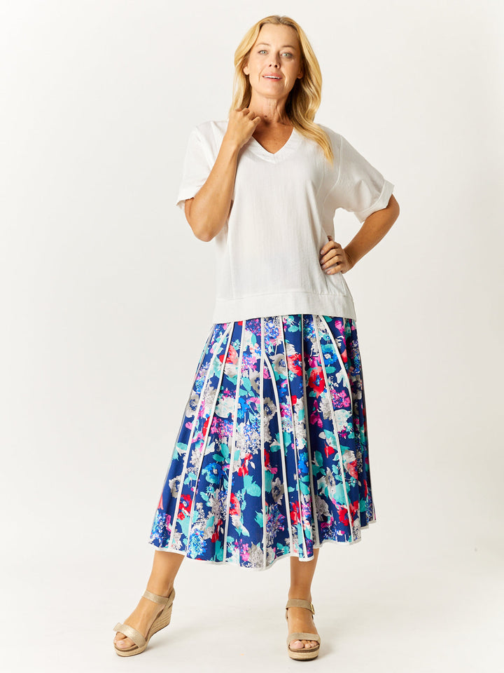Cotton Sateen Bind Skirt - Floral - 32620