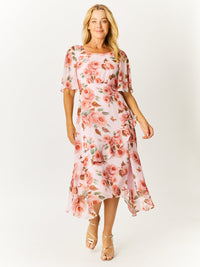 Tier Flutter Dress - Pink- 32622