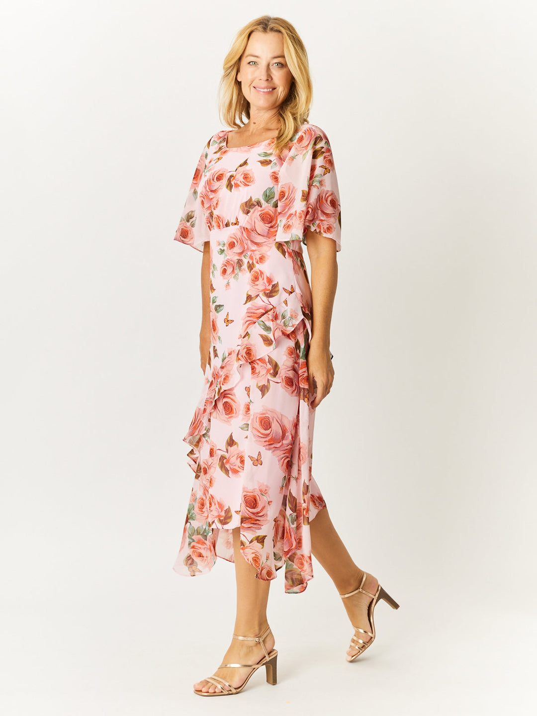 Tier Flutter Dress - Pink- 32622