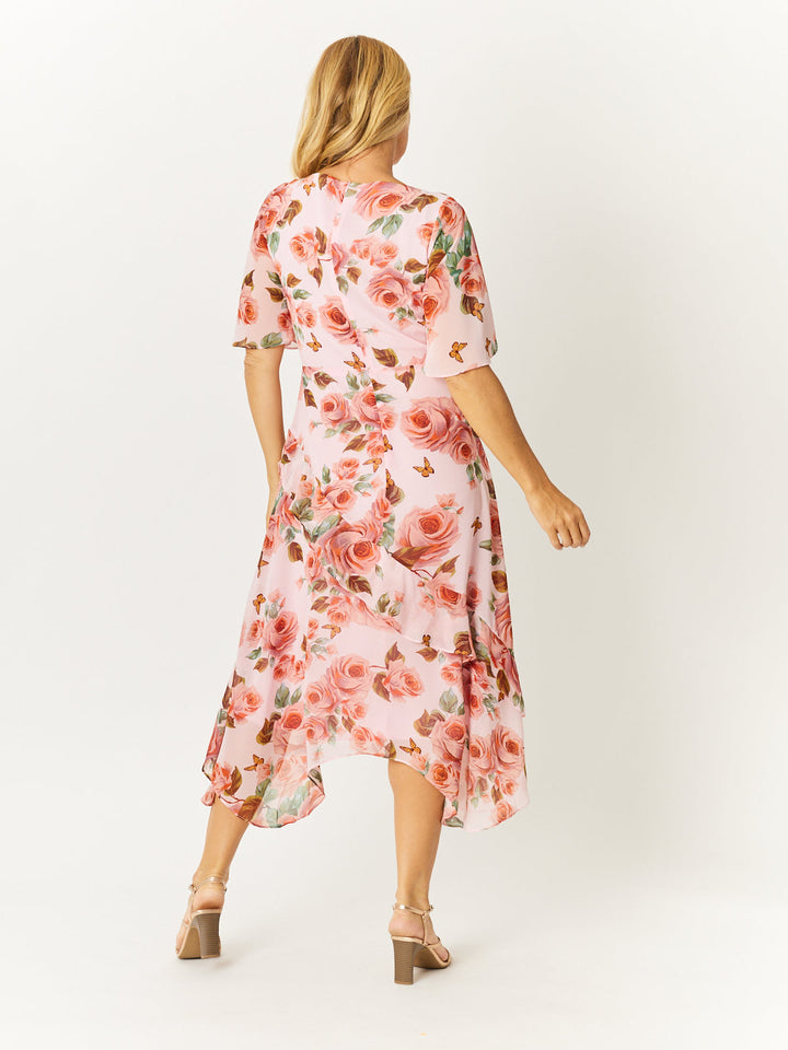 Tier Flutter Dress - Pink- 32622