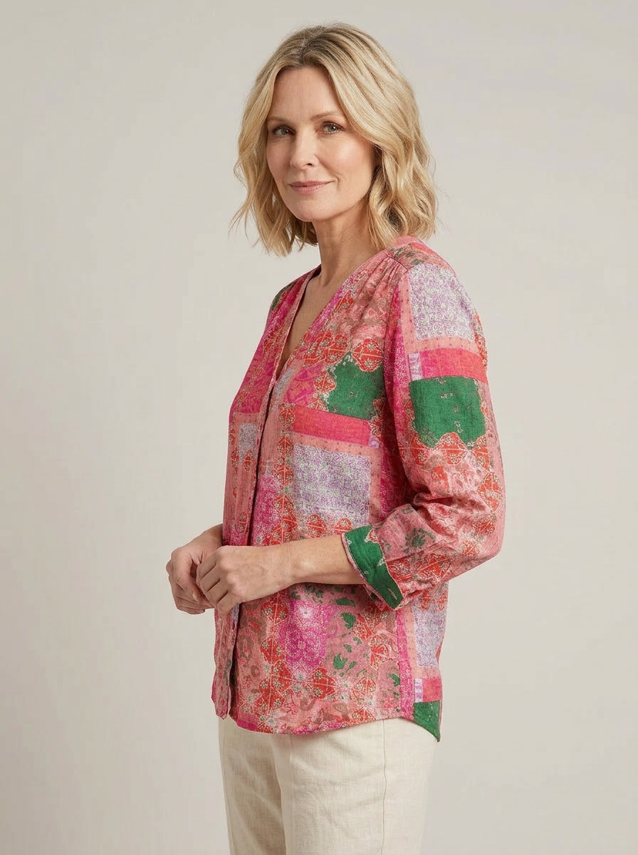Vee Blouse - Pink - 32638