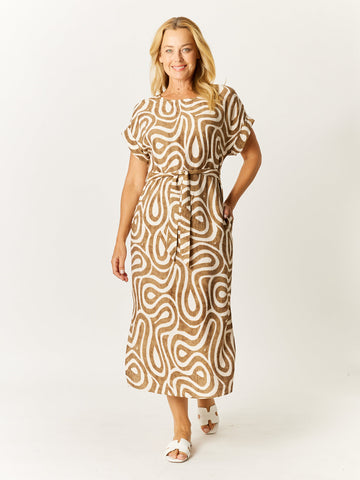 Cut Out Back Dress - Bark- 32639 - 